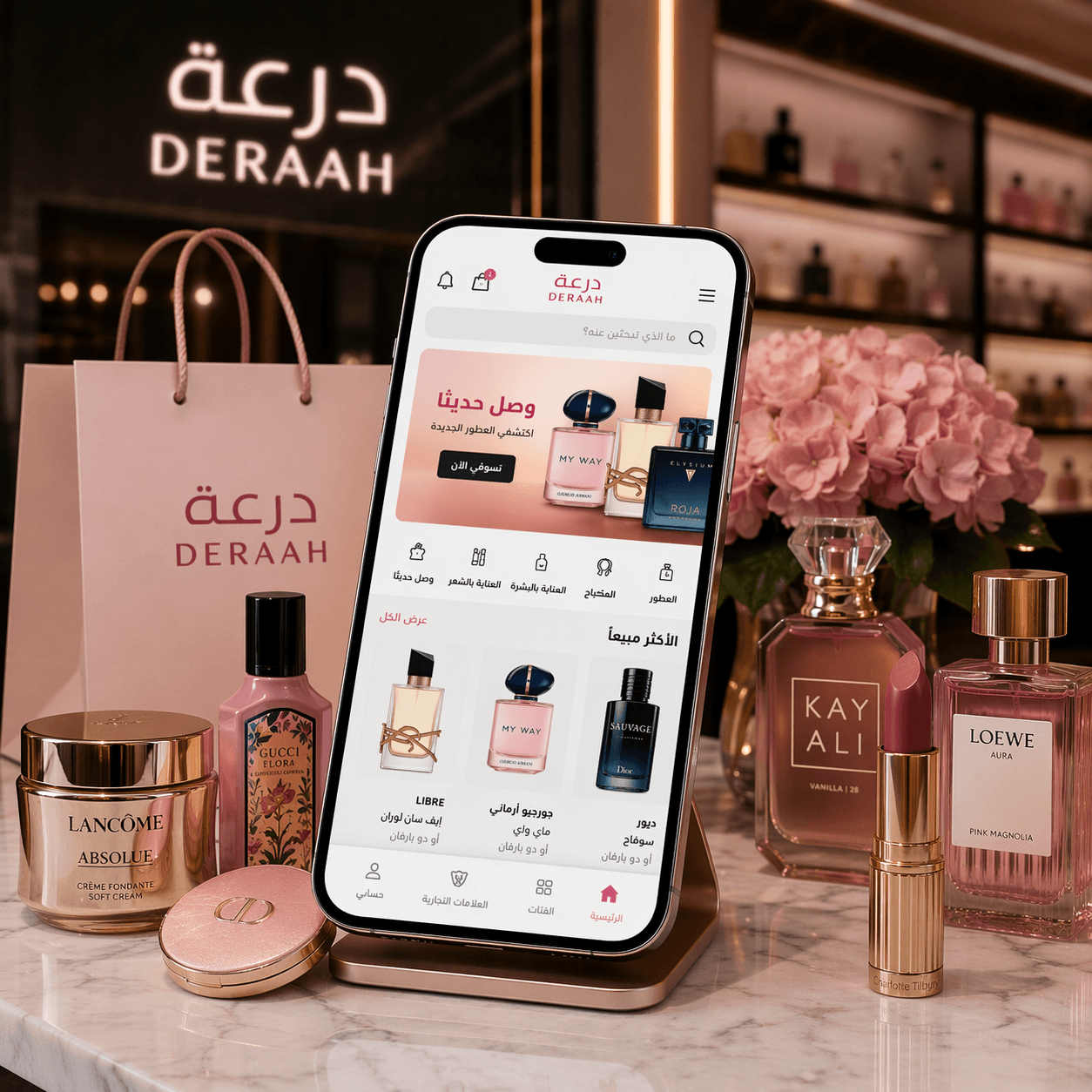 Deraah mobile commerce application developed with Flutter