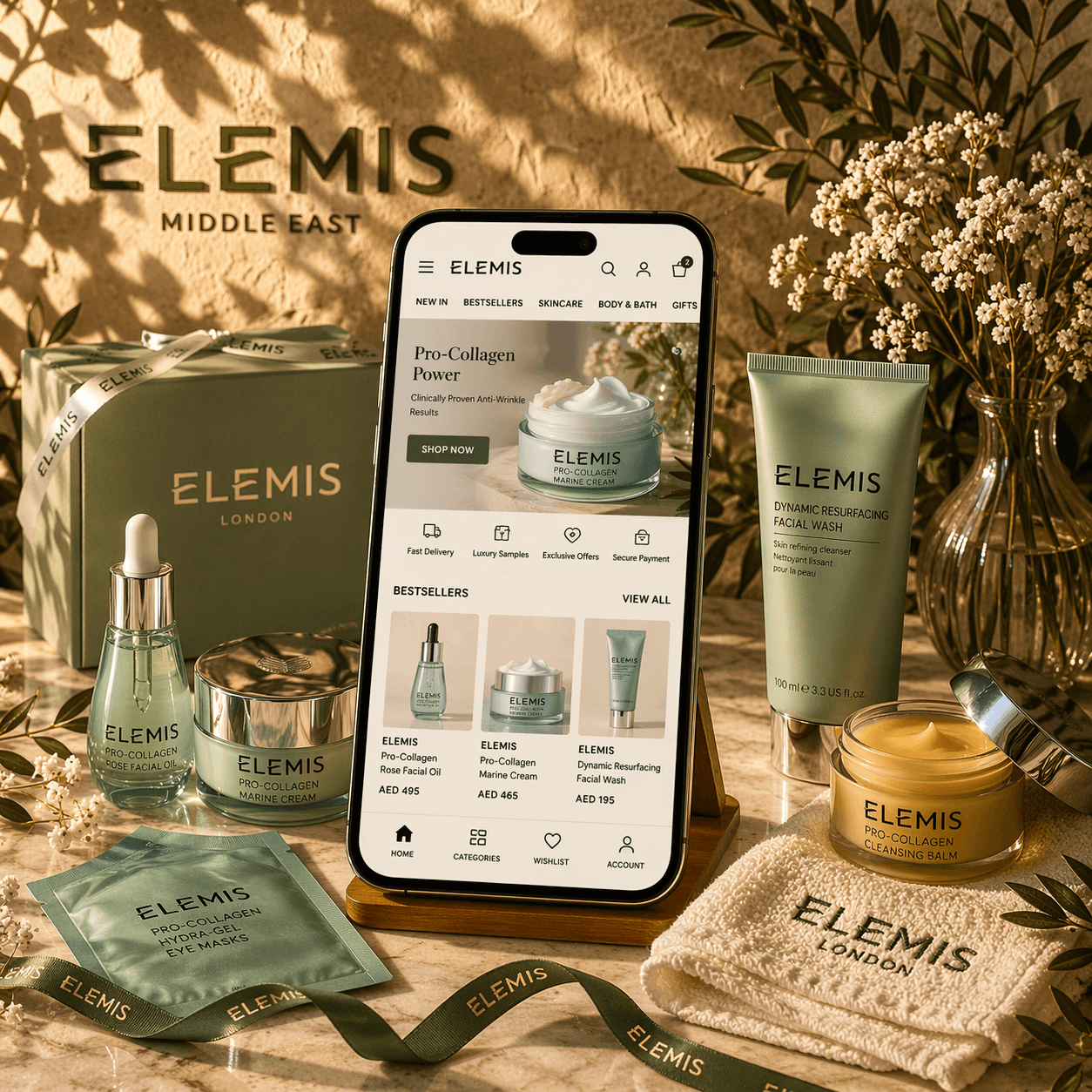 Elemis Middle East premium skincare ecommerce platform