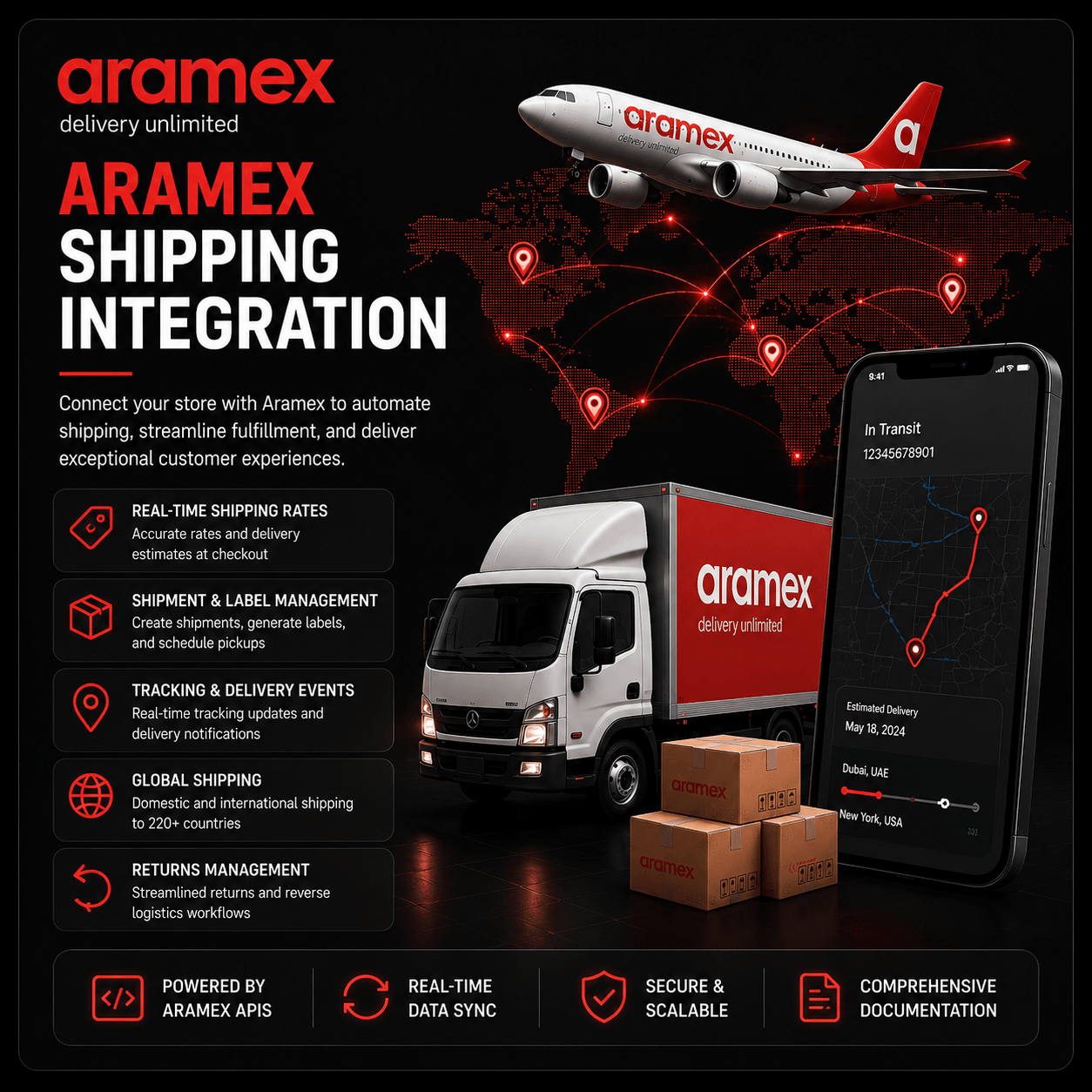 Aramex Shipping Integration with real-time shipping rates, tracking workflows, shipment automation, and scalable ecommerce fulfillment operations